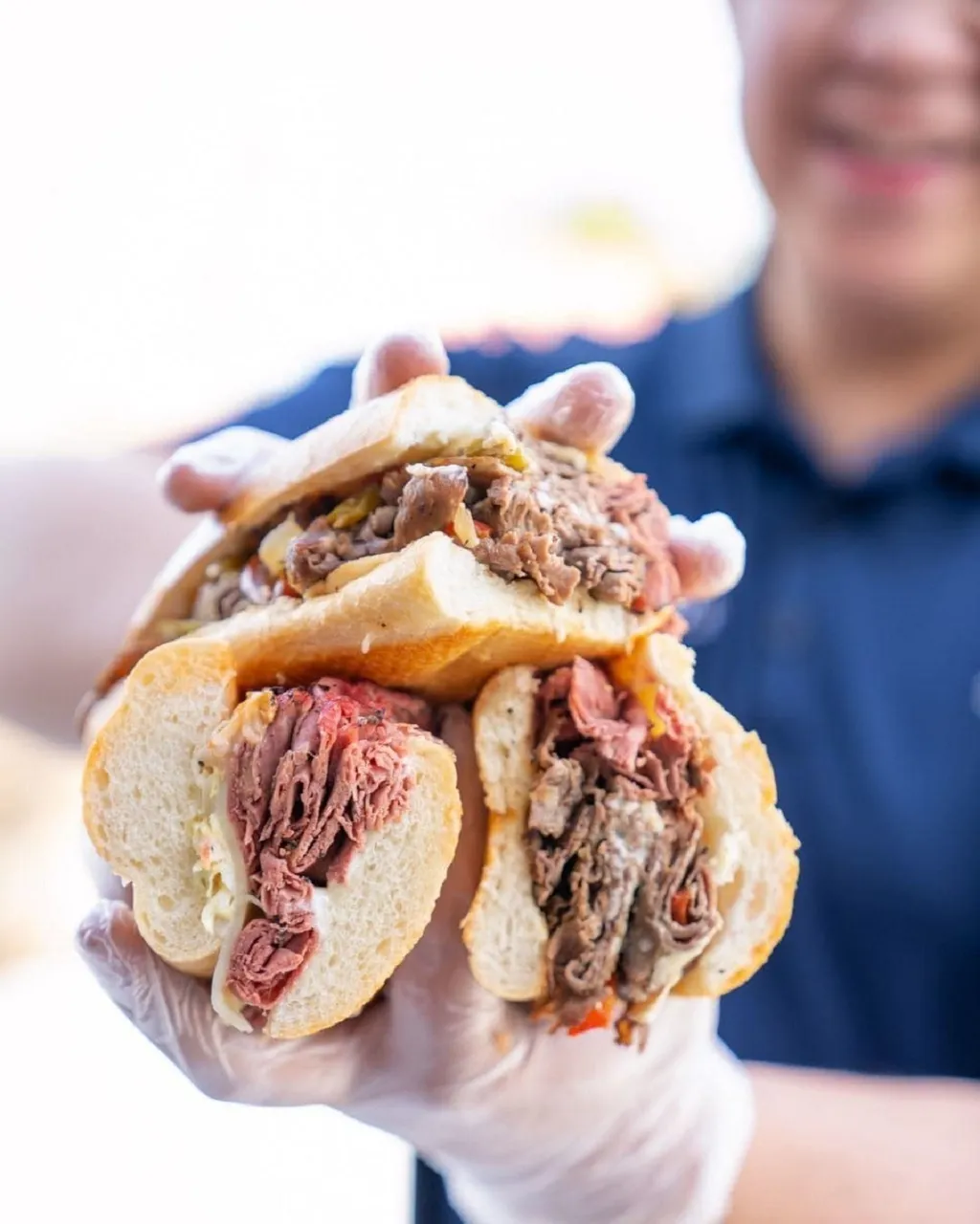 Man holding sandwich
