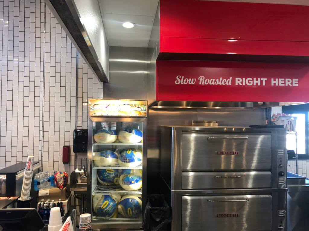 turkeys next to oven